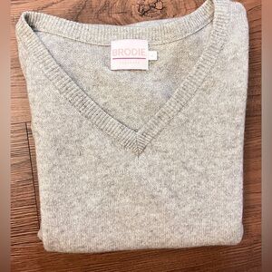 Brodie Cashmere Sweater Womens Large Bronte Sweater Tee V Neck Short Sleeve